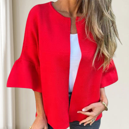 🌷Limited Time 50% OFF💞Women's Round Neck Flare Sleeve Short Jacket