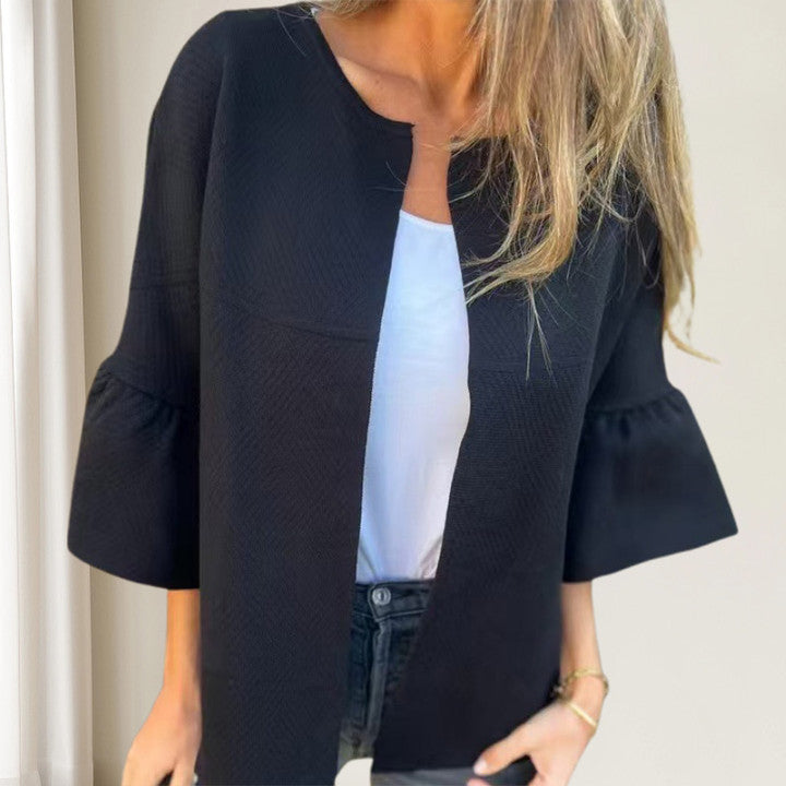 🌷Limited Time 50% OFF💞Women's Round Neck Flare Sleeve Short Jacket