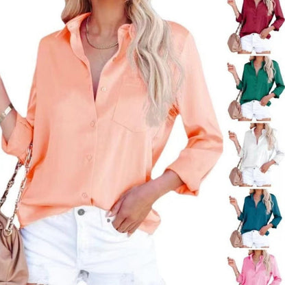 ✨New shirt 50% OFF✨Women's Business Casual Lapel Long Sleeve Shirt