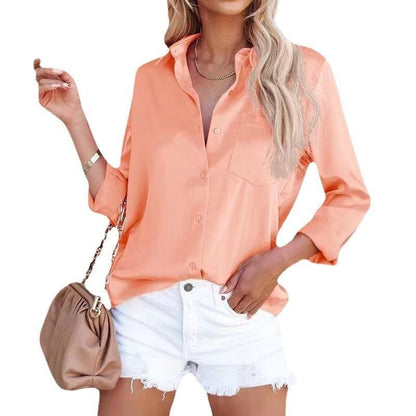 ✨New shirt 50% OFF✨Women's Business Casual Lapel Long Sleeve Shirt