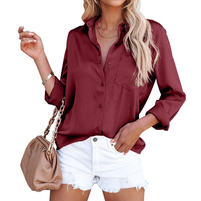 ✨New shirt 50% OFF✨Women's Business Casual Lapel Long Sleeve Shirt