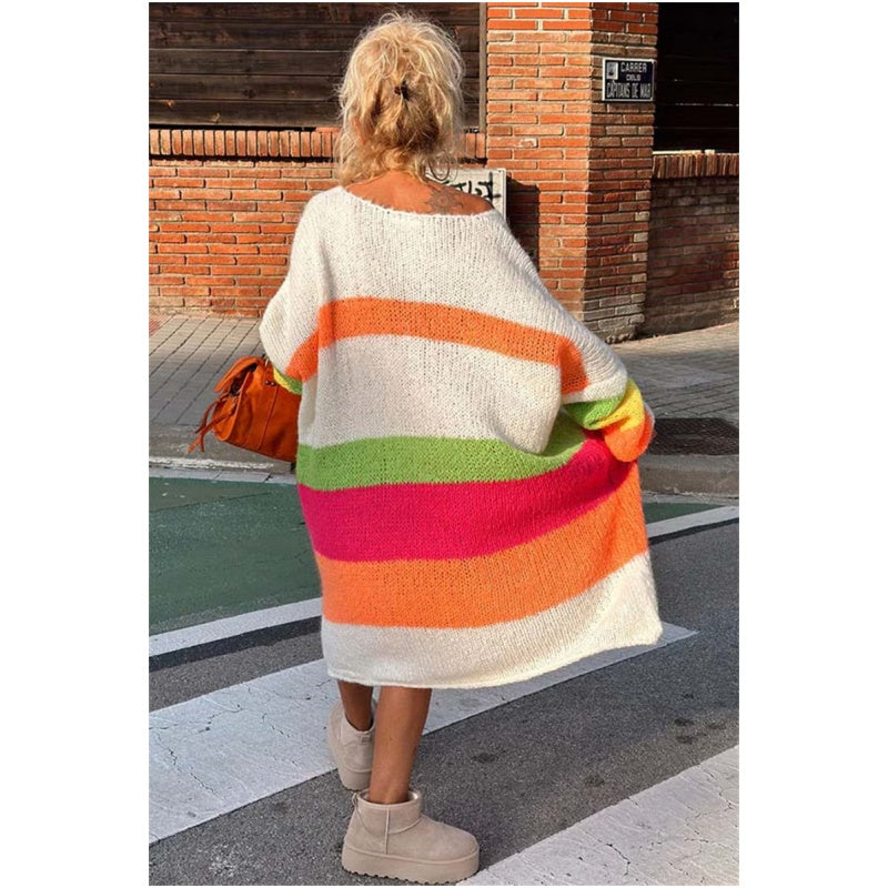 Now enjoy 51% discount🔥Color Block V-Neck Letter Print Sweater Dress