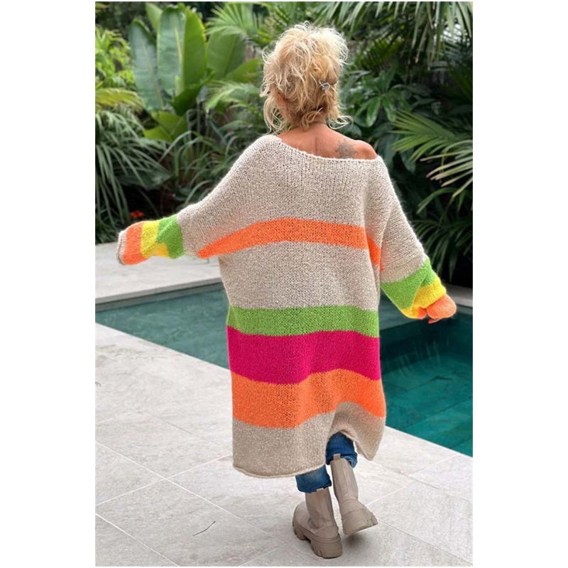 Now enjoy 51% discount🔥Color Block V-Neck Letter Print Sweater Dress