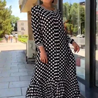 💕Hot Sale 50% OFF💕Woman's Chic Polka Dot Elegance Long Sleeve Dress