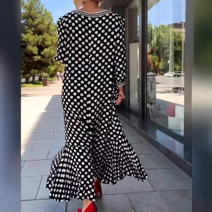 💕Hot Sale 50% OFF💕Woman's Chic Polka Dot Elegance Long Sleeve Dress