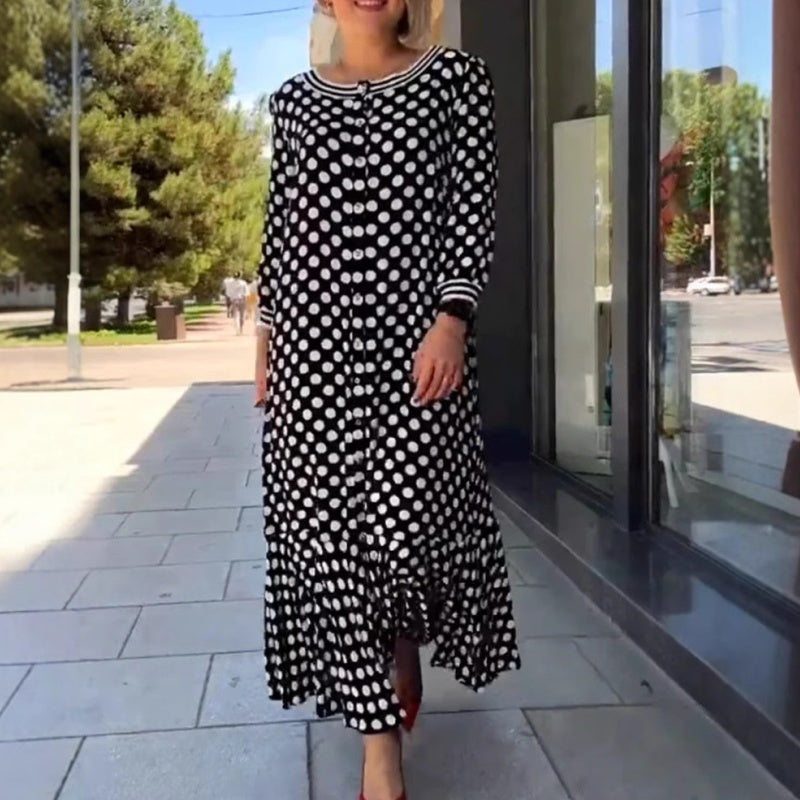 💕Hot Sale 50% OFF💕Woman's Chic Polka Dot Elegance Long Sleeve Dress