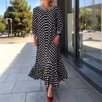 💕Hot Sale 50% OFF💕Woman's Chic Polka Dot Elegance Long Sleeve Dress