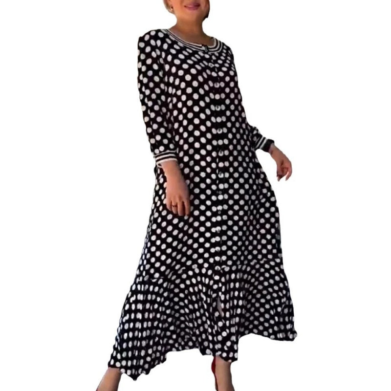 💕Hot Sale 50% OFF💕Woman's Chic Polka Dot Elegance Long Sleeve Dress