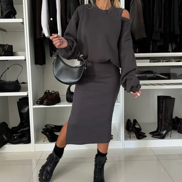 🍁Black Friday Sale 55% OFF💃Women's Sweatshirt & Sleeveless Dress 2-Piece Set