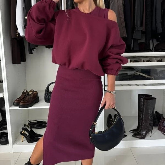 🍁Black Friday Sale 55% OFF💃Women's Sweatshirt & Sleeveless Dress 2-Piece Set