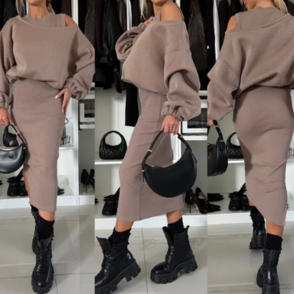 🍁Black Friday Sale 55% OFF💃Women's Sweatshirt & Sleeveless Dress 2-Piece Set