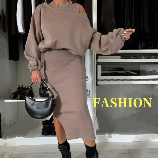 🍁Black Friday Sale 55% OFF💃Women's Sweatshirt & Sleeveless Dress 2-Piece Set