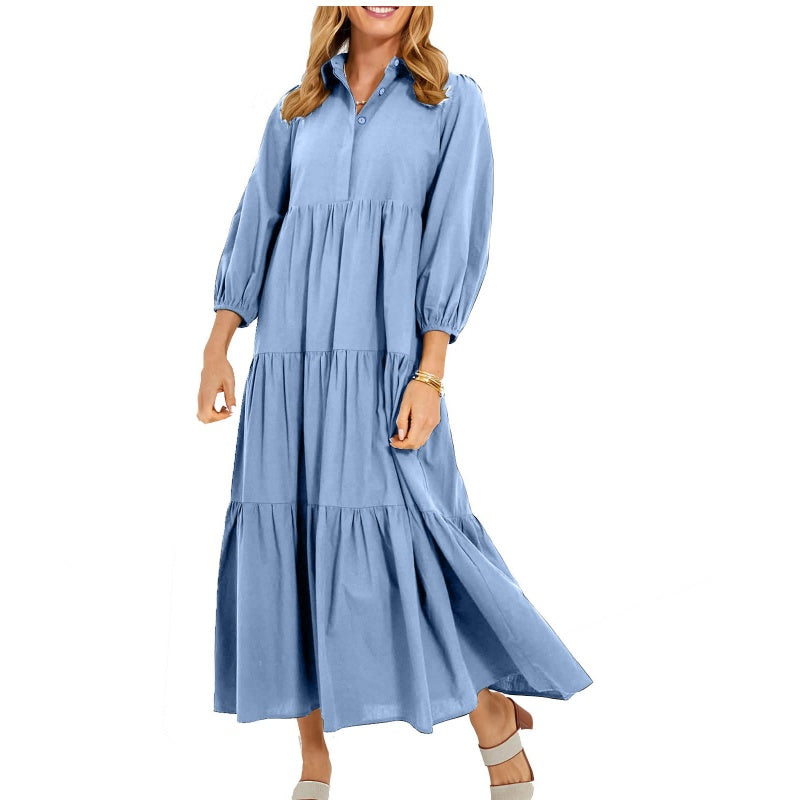 ⏳Limited Sale 60% OFF🌸Women's Plus Size Casual Lapel Long Dress