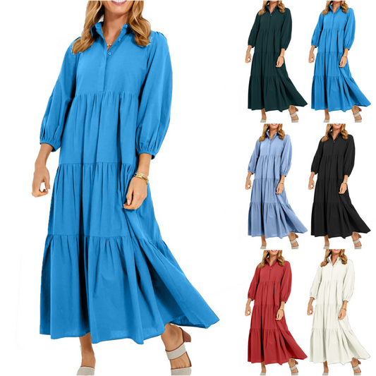 ⏳Limited Sale 60% OFF🌸Women's Plus Size Casual Lapel Long Dress