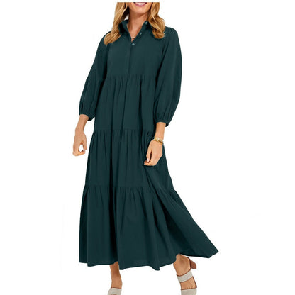 ⏳Limited Sale 60% OFF🌸Women's Plus Size Casual Lapel Long Dress