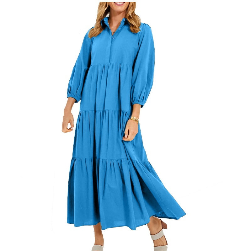 ⏳Limited Sale 60% OFF🌸Women's Plus Size Casual Lapel Long Dress