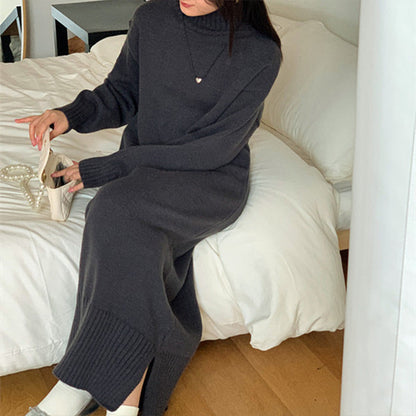 🔥Limited Time 50% Off 🔥Elegant Loose Solid Color Turtleneck Knit Dress