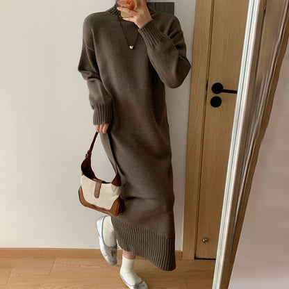 🔥Limited Time 50% Off 🔥Elegant Loose Solid Color Turtleneck Knit Dress