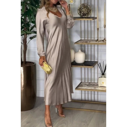 🌸The perfect layering dress 58% OFF🌸Women's Elegant Glossy Maxi Dress