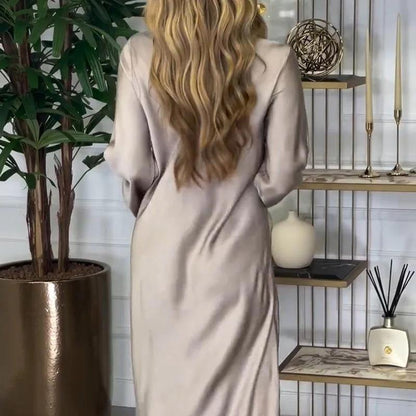 🌸The perfect layering dress 58% OFF🌸Women's Elegant Glossy Maxi Dress