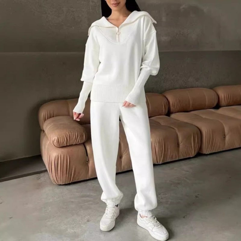 💥Hot Sale 50% OFF🔥Women's Casual Sporty 2-Piece Set - Half-Zipper Lapel Top & Matching Jogger