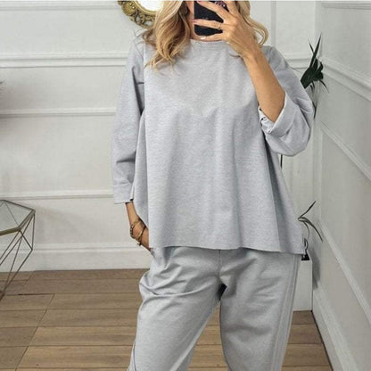 💕Hot Sale 52% OFF💕Women's Casual Solid Color Long Sleeve 2 Piece Set