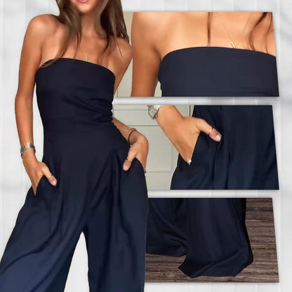 🎅Early Xmas Sales - 54% OFF🎄Women's Strapless Jumpsuit With Pockets