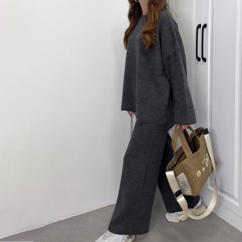 🔥Hot Sale 53% OFF🔥Women’s Casual Oversized Knitted Sweater and Wide-Leg Pants Set