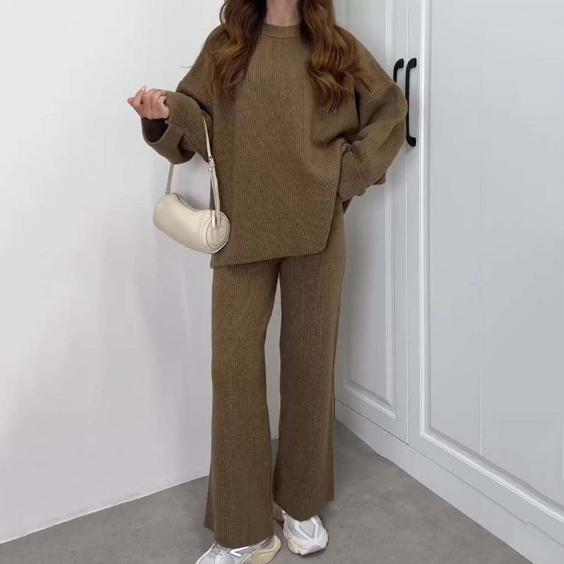 🔥Hot Sale 53% OFF🔥Women’s Casual Oversized Knitted Sweater and Wide-Leg Pants Set