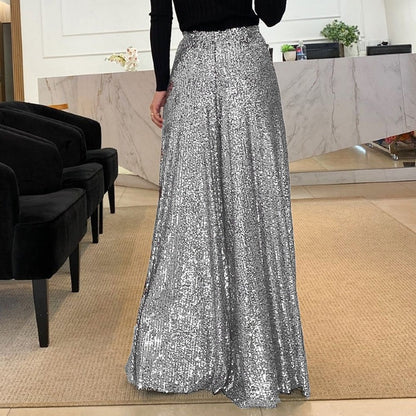 🎅Early Xmas Sales - 60% OFF🎄Women’s Trendy Sequin High Waist Wide Leg Pants