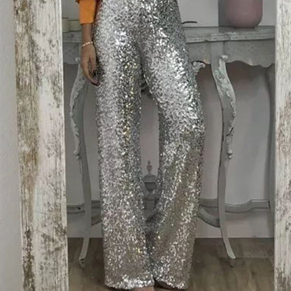 🎅Christmas Pre-sale🎁 Women's High-Waist Sequin Slim Stretch Pants with Flared Legs