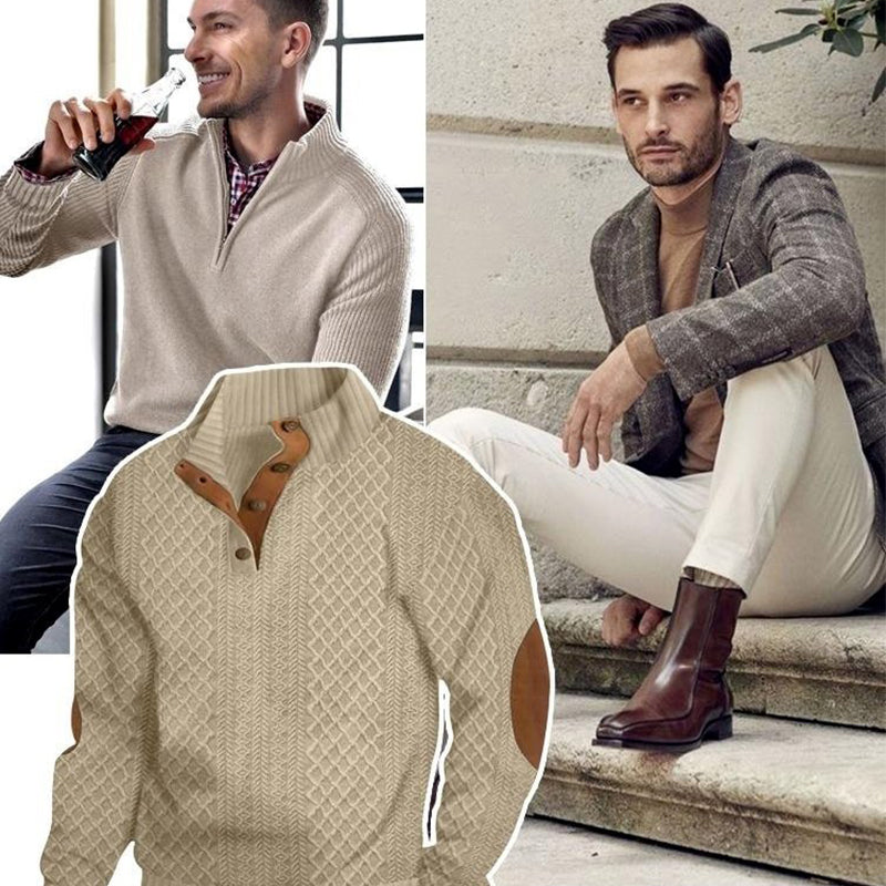 🎅Xmas Sales - 60% OFF🎄Men's Casual Long Sleeve Pullover with Elbow Patches