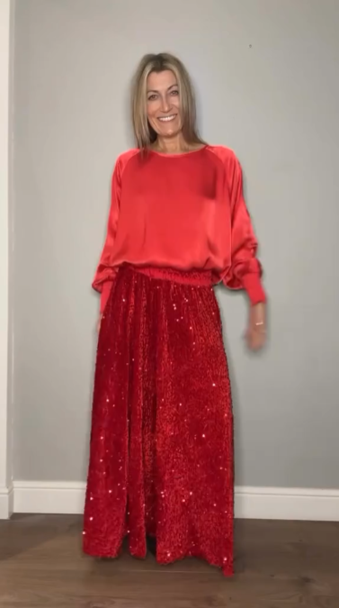 💃2025 New Arrival Pre-Sale✨Women's Long Sleeve Top & Sequin Maxi Skirt Two-Piece Set