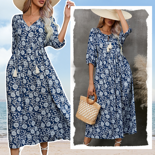 👗🌸 SOMMERLICHE BLÜTENPRACHT: V-Ausschnitt Maxikleider mit LUXUS-CHIFFON 🌸👗 🎉 JETZT: Mid-Year Sale – 50 % RABATT! 🛍️🔥