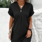 🛍️ 50 % Rabatt – V-Ausschnitt-Kleid mit Knopfleiste – einfarbig, bequem & vielseitig – für Alltag, Büro & Freizeit 👗