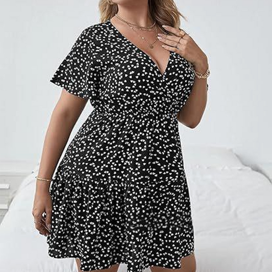 🌺Nur für kurze Zeit: 50 % Rabatt👗Lässiges Damenkleid mit V-Ausschnitt und Print