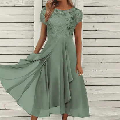 👗✨ Elegantes Damenkleid mit Rundhalsausschnitt – figurschmeichelnd, knitterfrei & vielseitig, jetzt −50%