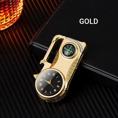 🔥Heißer Verkauf – 50 % RABATT🔥 4-in-1 Winddichtes Feuerzeug mit Uhr & Multifunktion💨🕒✨