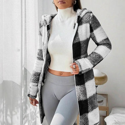 🍂🧥50%Rabatt!!!🛍️✨Karierte Kapuzenjacke für Damen mit Reißverschluss✈Versandkostenfrei