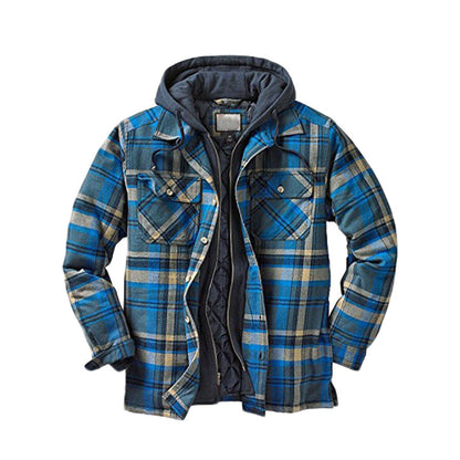 📢🎉50%Rabatt!!!🛍️✨Gesteppte, gefütterte Karojacke mit Kapuze für Herren