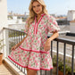 🌞Frühlingserwachen: 50% Rabatt!🌸Damen Florales Puffärmel-Minikleid – Kontrastbesatz & A-Linie für Sommer