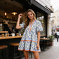 🌞Frühlingserwachen: 50% Rabatt!🌸Damen Florales Puffärmel-Minikleid – Kontrastbesatz & A-Linie für Sommer