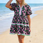 🌞Frühlingserwachen: 50% Rabatt!🌸Damen Florales Puffärmel-Minikleid – Kontrastbesatz & A-Linie für Sommer
