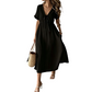 👗 JETZT 50% RABATT! 🌸 Damen Sommer-Kleid mit V-Ausschnitt und Bindeband vorne, Midi-Länge – Empire-Taille, fließende A-Linie & atmungsaktive Baumwollmischung ☀️