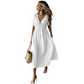 👗 JETZT 50% RABATT! 🌸 Damen Sommer-Kleid mit V-Ausschnitt und Bindeband vorne, Midi-Länge – Empire-Taille, fließende A-Linie & atmungsaktive Baumwollmischung ☀️