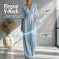 🎁👗 50% RABATT! Hochtaillierter Weitbein-Jumpsuit mit V-Ausschnitt – luftig, bequem, vielseitig – ideal für Reisen & Urlaub. 🏖️💫