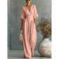 🎁👗 50% RABATT! Hochtaillierter Weitbein-Jumpsuit mit V-Ausschnitt – luftig, bequem, vielseitig – ideal für Reisen & Urlaub. 🏖️💫
