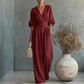 🎁👗 50% RABATT! Hochtaillierter Weitbein-Jumpsuit mit V-Ausschnitt – luftig, bequem, vielseitig – ideal für Reisen & Urlaub. 🏖️💫