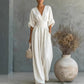 🎁👗 50% RABATT! Hochtaillierter Weitbein-Jumpsuit mit V-Ausschnitt – luftig, bequem, vielseitig – ideal für Reisen & Urlaub. 🏖️💫