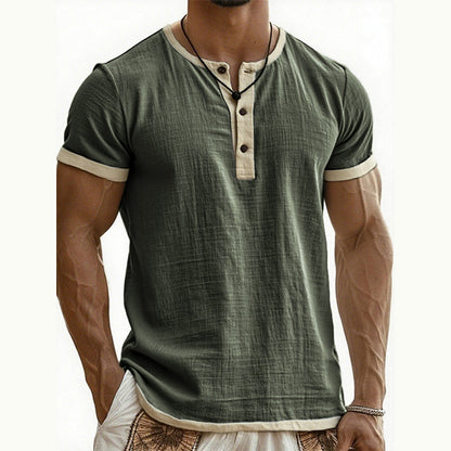 ⏰ Countdown läuft – 50% nur noch 3 Tage! 🌿 Kurzärmeliges, atmungsaktives Henley-Shirt mit Kontrast